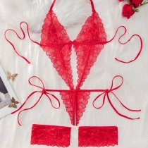 Lace Sheer Bodysuit for Women - Sexy European-American Style Erotic Lingerie, Full-Body Transparent Design