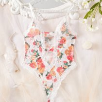 Lace Sheer Bodysuit for Women – Sexy European-Style Erotic Lingerie, Ultra-Feminine Full-Lace Transparent Bodysuit