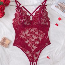 Lace Sheer Bodysuit for Women - Sexy European Style Erotic Lingerie, Full-Body Transparent Intimate Wear