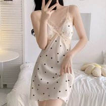 Luxury Lace Trim Sleep Dress Set with Removable Padded Bra & Floral Print Robe for Women