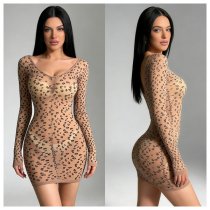 Leopard Print Bodysuit for Women - Sexy Lace-Up Bodycon Romper, Alluring Lingerie Outfit for Date Night