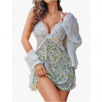 Leopard Print Lace Sleep Dress for Women – Sexy Sheer Tight-Fit Erotic Lingerie Nightgown, US/EU Sourced