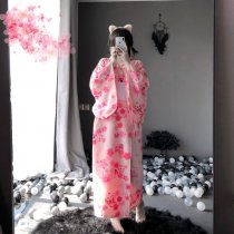 Linlinx Japanese-Style Sexy Kimono Lingerie Set - Long Floral Costume Outfit for Role Play & Cosplay
