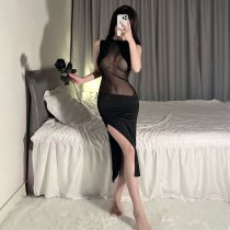 Sexy Lace Sheer Bodycon Dress for Women – Provocative Nightclub Party Dress, Tight Fit & Alluring Mesh Long Dress