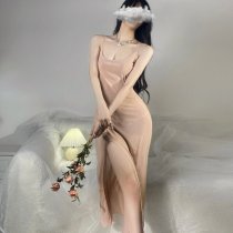 Women's Plus Size Sexy Lace Mesh Long Nightgown - Transparent Seductive Sleep Dress for Intimate Nights