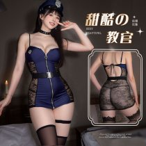 Manny Night Cosplay Police Uniform Lingerie Set - Sexy Lace Bodysuit with Cut-Out Design, Role Play Outfit