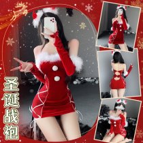 Mannyan New Year Sexy Bodysuit Set - Christmas Bunny Girl Costume with Fuzzy Mini Skirt & Bodycon Dress