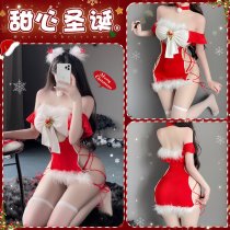 Mannyan New Year Sexy Lingerie Set - Red Strapless Bodysuit & Bodycon Nightdress Christmas Costume Outfit