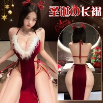 Manyan New Year Velvet Slip Dress – Sexy Bodycon Sleepwear & Holiday Costume Lingerie