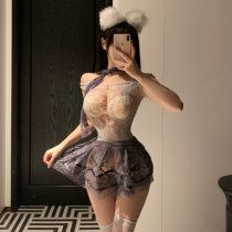 Mist Temptation Lingerie Set – Pure & Alluring Sheer Mesh Sleepwear, No-Remove Sensual Outfit