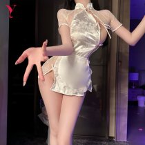 Night Si Night Se Sexy Lace Cheongsam Nightwear Set - Split Hem Pure & Spicy Outfit for Club or Bedroom