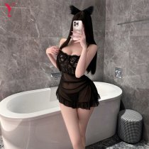 Night Silk Sensual Lace Sheer Dress - Wire-Free Irregular Mesh Camisole Bodycon Sleep Gown