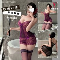 Night Silk Sensual Lingerie Set - Purple Lace Slip Dress with Adjustable Straps, Bedroom Elegance & Allure