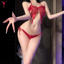 Night Silk Sexy Lingerie Set - Butterfly Bikini Top & Tie-Dye Belly Dance Bodice Outfit