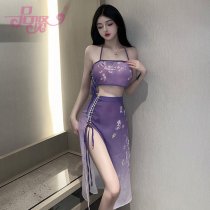 Pinxian Vintage Chinese-Inspired Lingerie Set for Women – Sheer Retro Hanfu Role Play Costume