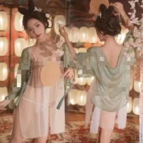 New Plus Size Hanfu Sleep Set for Women – Ancient Chinese Style Bodysuit & Chiffon Sleep Skirt, Elegant Pure-Yu Loungewe