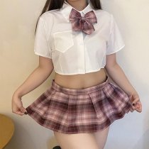 Plus Size JK Uniform Skirt for Curvy Women - Schoolgirl Style Short Skirt, Cute & Flirty Bedroom Outfit