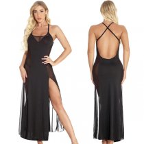 Plus Size Sexy Lingerie Dress - Sheer Backless Evening Gown & Sleepwear for Women, Trendy European and American Style
