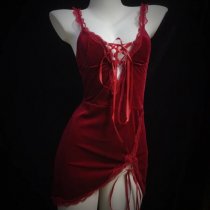 Pure & Alluring Chinese New Year Lingerie Set - Red Hot Holiday Bodycon Dress with Matching Sleepwear