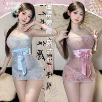 Pure & Seductive Lace Kimono Sleep Set - Sheer Floral Print Bodysuit & Bodycon Nightdress with Matching Bralette