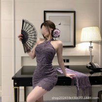 Pure & Seductive Lace Qqny Cheongsam Bodycon Dress - Elegant Autumn Winter Erotic Lingerie for Women