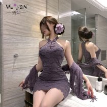 Pure & Seductive Lingerie Set - QQNY Silk-Look Cheongsam Bodysuit with High-Waisted Pencil Skirt, Elegant Sensual Outfit