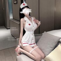 Pure & Seductive Nurse Costume Lingerie Set - No-Remove Sexy Cosplay Sleepwear Uniform