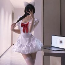 Pure & Sexy Cosplay Maid Costume - Bow Backless Pleated Dress Couple Date Outfit Set