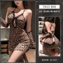 Pure & Tempting Leopard Print Bodysuit Set - Cute QQNY Seductive Sleepwear Outfit, No-Undress Design