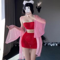 Qiaoduo Hanfu-Inspired Lingerie Set - Sexy Fox Spirit Daji Bodysuit & Skirt, Pure-Yet-Seductive Sleepwear