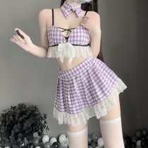 Qingruohan Women's Sexy Costume Set - Student Uniform Role Play Lingerie Outfit for Passionate & Playful Moments