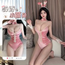 Rabbit Girl Lingerie Set - Fluffy Velvet Bunny Costume with Open-Crotch Design for Playful Seduction