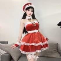 Red Christmas Lingerie Dress Set - Festive Holiday Role Play Outfit for Women