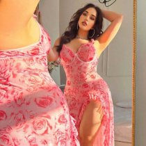 Rose Print Sheer Plus Size Lingerie Set – Sexy Women's Nightgown & Thong Two-Piece Outfit