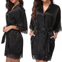 Ruixiang Plus Size Sexy Robe for Women – Ice Silk Lingerie Bathrobe, Alluring Lounge Wear & Intimate Apparel