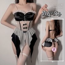 Ruolan Sexy Maid Costume Set for Women - Seductive Lingerie with Open-Crotch Design, Sweet & Alluring Bedroom Outfit