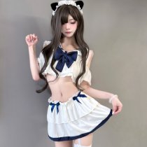 Sailor-Style Sexy Lingerie Set - Sheer JK Uniform Costume for Women, Cute Soft Girl Bedroom Outfit