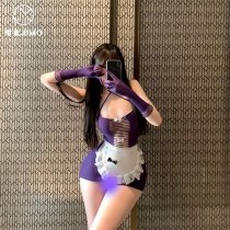 Seasonal Lingerie Set - Tear-Away Sheer Maid Costume with Open-Crotch Design for Playful Intimacy