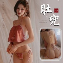 Seductive Ancient-Chic Lingerie Set - No-Remove Silk Belly Wrap Sleepwear for Romantic Nights