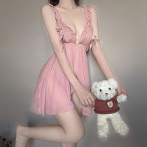 Seductive Lace Sleepwear Set for Women – Romantic Water-Soluble Floral Lingerie & Pure-Yet-Playful Nightdress Outfit