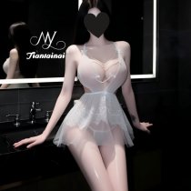 Seductive Sheer Lace Sleepwear Set - Sexy Transparent Lingerie for Women, Pure & Tempting Nightwear