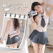Seductive Short Crop Top Skirt Set - Slim-Fit Pleated Schoolgirl Costume Outfit for Women