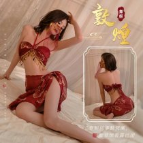 Sensual Hanfu Lingerie Set-Dunhuang-Inspired Silk Belly Dance Bodice & Palace-Style Erotic Outfit