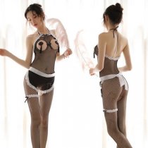 Sensual Sheer Mesh Bodysuit - Backless Neck-Hanging Transparent Sleepwear for Women