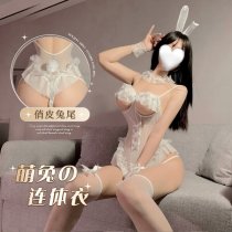 Sexy Bunny Costume for Women - Cute Maid Outfit with Ruffle Trim, Flirty Lingerie Set for Couples Role Play