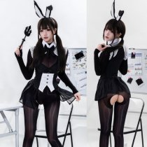 Sexy Bunny Costume for Women - Seductive Sheer Lace Bodysuit, Tight-Fit Playful Cosplay Outfit