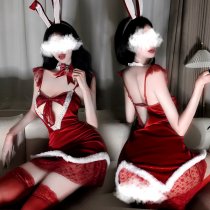 Sexy Bunny Girl Costume Set - Festive Christmas Catwoman Bodysuit for Women, Naughty Holiday Cosplay Outfit