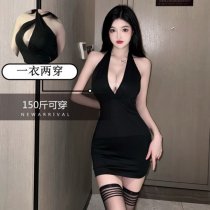 Sexy Deep V-Neck Low-Cut Bodycon Dress - Seductive Club Outfit for Curvy Women, Plus Size Nightclub Mini Dress