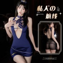 New Sexy Flight Attendant Style Sheer Bodycon Set - Bare-Butt No-Remove Lingerie Outfit