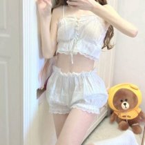 Sexy Girly Lingerie Sleepwear Set - Sheer Palace-Inspired Two-Piece Pure & Tempting Loungewear